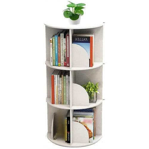 3 Tier 360° Rotating Stackable Shelves Bookshelf Organizer (White) - Image 6