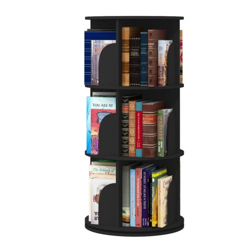 3 Tier 360° Rotating Stackable Shelves Bookshelf Organizer (White) - Image 8