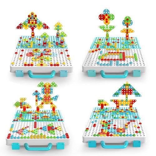 316 PCS Drill Tool Toy Set, DIY Creative 2D/3D Puzzle Peg Board, Construction Engineering Building Blocks STEM Learning Kit for Children Kids Ages 3+ - Image 5