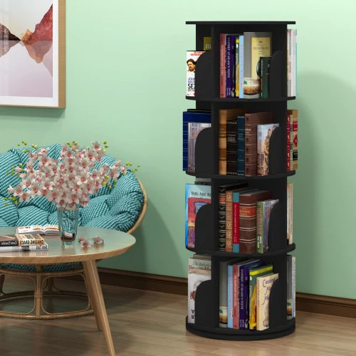 4 Tier 360° Rotating Stackable Shelves Bookshelf Organizer - Image 11