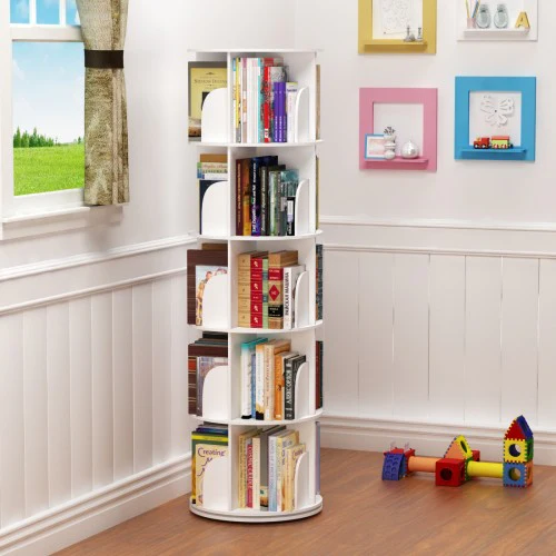 5 Tier 360° Rotating Stackable Shelves Bookshelf Organizer - Image 8