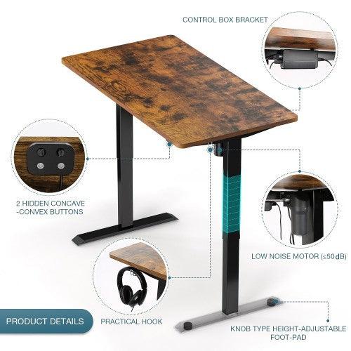 Electric Standing Desk, 48 x 24 inches Whole Piece Deskboard Adjustable Height Desk, Quick Assembly, Ultra-Quiet Motor (Brown) - Image 5