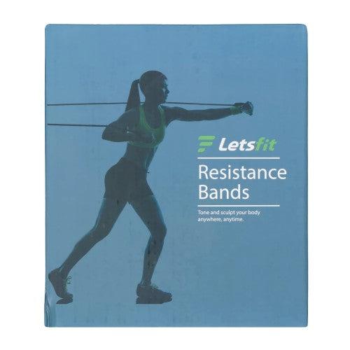 LETSFIT Stackable Resistance Exercise Bands Set with Handles, Door Anchor, Ankle Straps and Carry Bag, 5 Color Exercise Bands, 2 Cushioned Handles, 10-50LBS (5 Pack) - Image 4