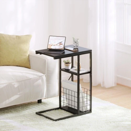 ODIKA Side Table, Under Seating Table with Integrated Power, Adjustable C-Shaped End Table for Home, Living Room, Bedroom (Black) - Image 6