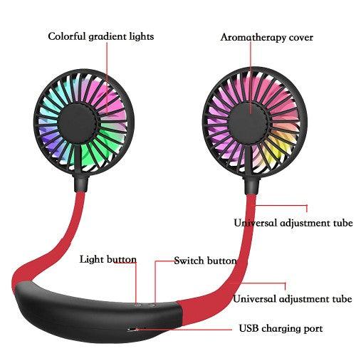 Portable Neck Fan Rechargeable USB Hands Free Fan with 3 Level Air Flow, 7 LED Lights for Home Office Travel Indoor Outdoor - Image 7