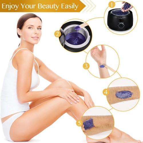 Wax Warmer, Hair Removal Kit with Adjustable Temperature, 4 Flavors, 10 Wax Applicator Sticks, Wax Heater for Body Armpits, Eyebrows, Face, Legs, Bikini - Image 3
